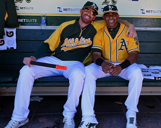 Oakland Athletics second baseman Jemile Weeks, attired in Oakland