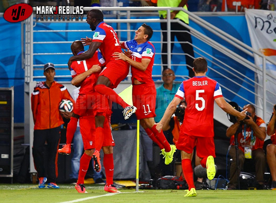 Clint Dempsey celebrates for USA 2014 World Cup